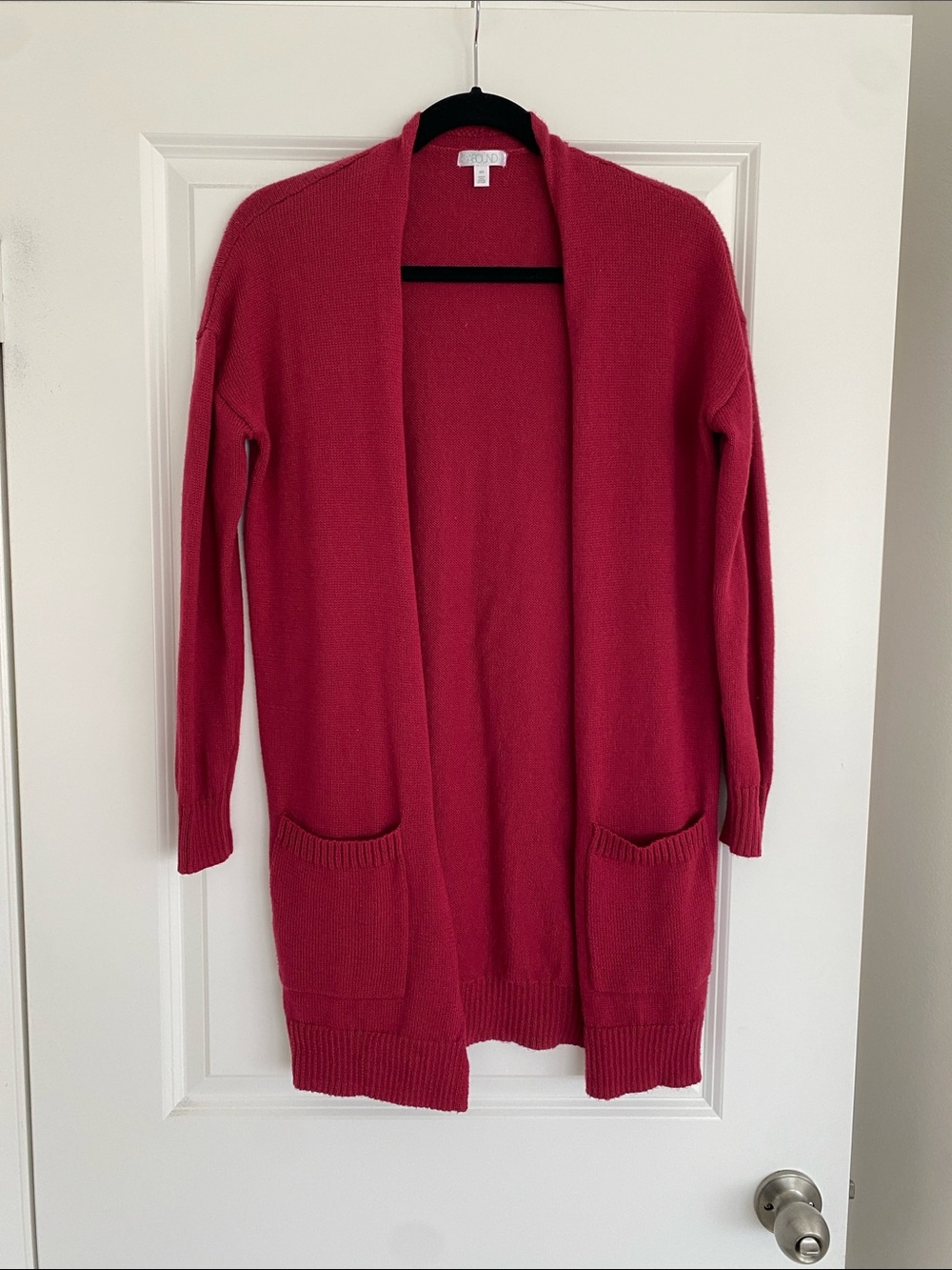 Abound Open-Front Long Cardigan - Magenta